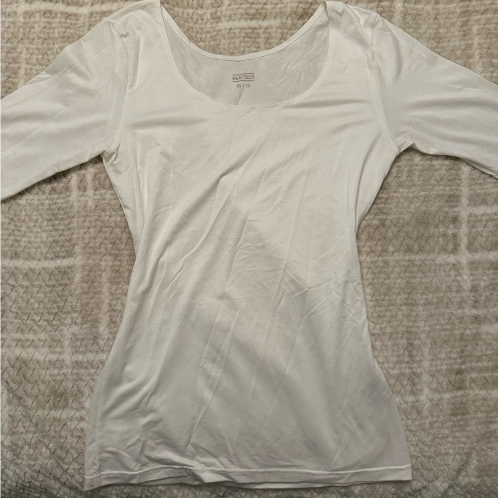 Cream Long Sleeve Scoop Neck Top